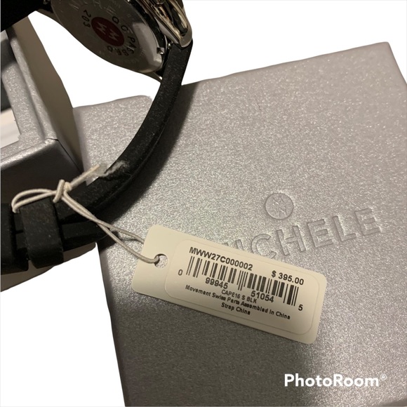 NEW! Michele MWW27C000002 Cape Chrono silver topaz silicone rubber band black - Picture 4 of 7